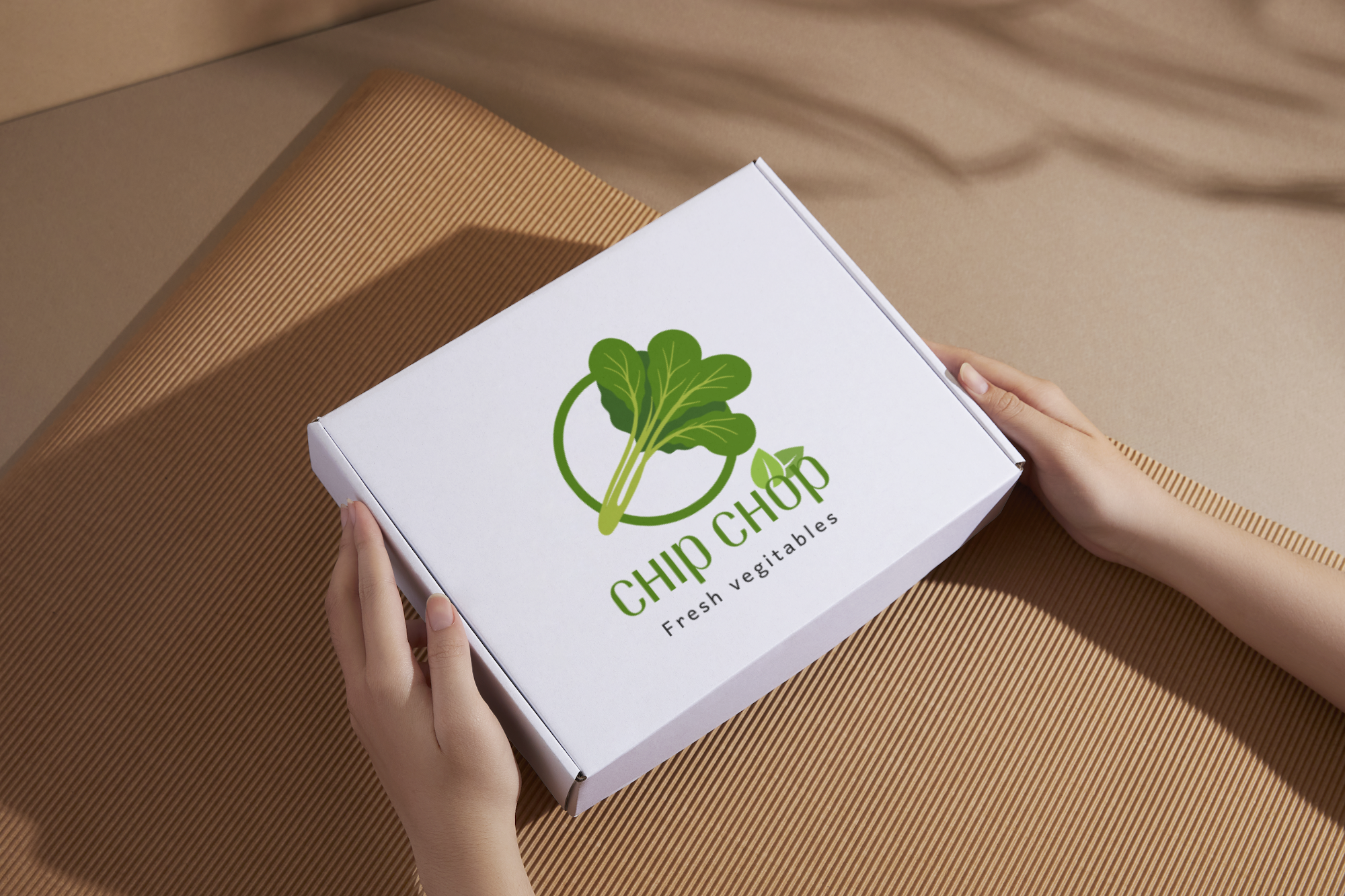 Logo design presentation in box mockup